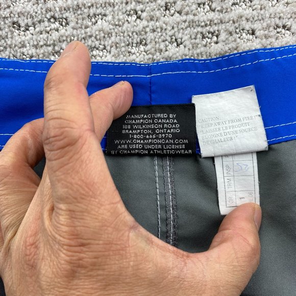 Champion Swim Trunks Men Medium M Gray Blue Bathing Suit Board Shorts Embroider - Picture 7 of 12